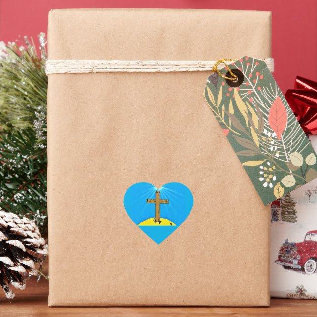 A Cross To Bear Heart Sticker (Holiday)