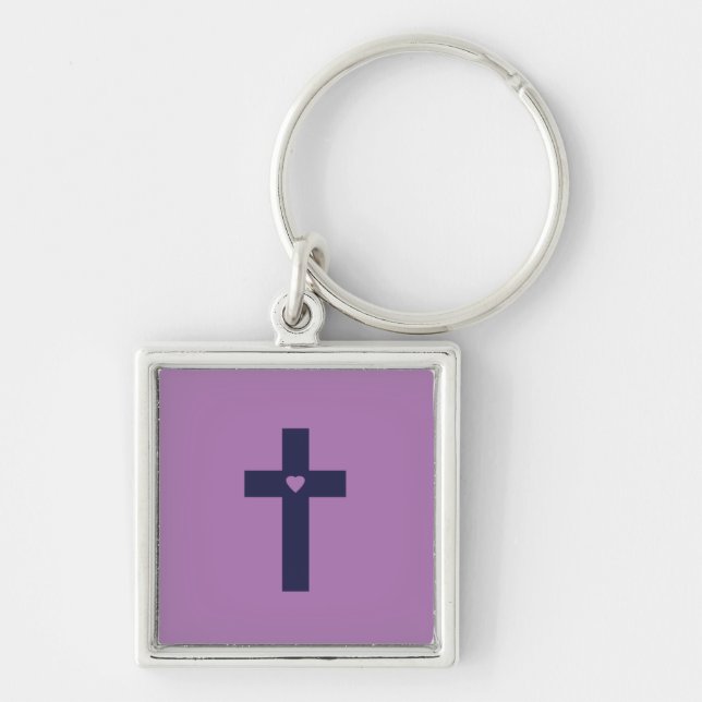 A cross with heart  key ring (Front)