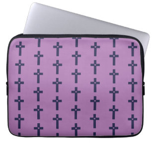 A cross with heart laptop sleeve
