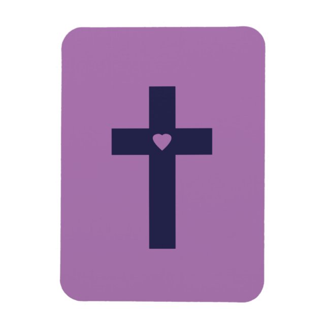 A cross with heart  magnet (Vertical)
