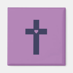 A cross with heart magnet