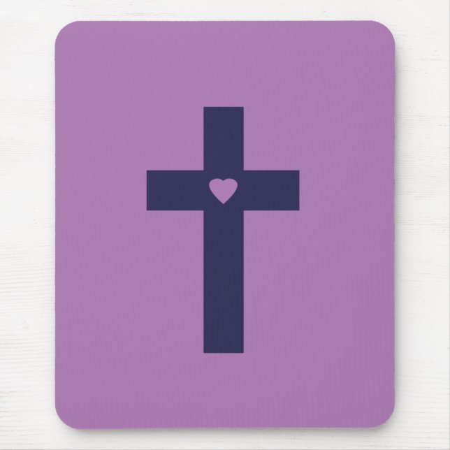 A cross with heart  mouse pad (Front)