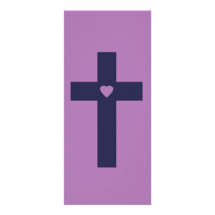 A cross with heart rack card