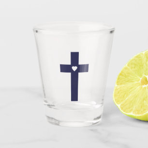 A cross with heart  shot glass