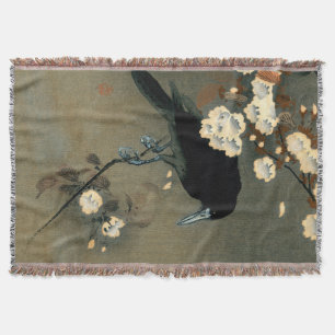 A Crow and Blossom by Ohara Koson Throw Blanket