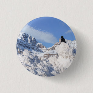 A Crow At Crowfoot Mountain Alberta Canada 3 Cm Round Badge