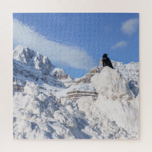 A Crow At Crowfoot Mountain Alberta Canada Jigsaw Puzzle