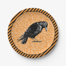 A Crow or Raven Halloween Orange and Black