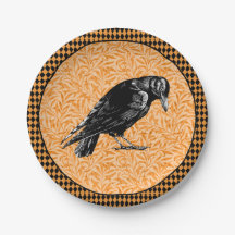 A Crow or Raven Halloween Orange and Black