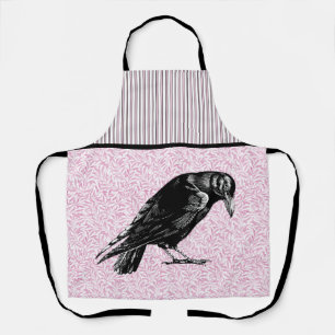 A Crow or Raven Halloween Pink and Black Apron