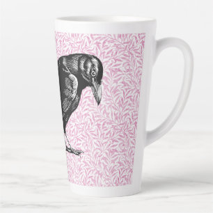 A Crow or Raven Halloween Pink and Black Latte Mug