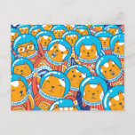 A Crowd Of Catstronauts Cute Illustration Postcard<br><div class="desc">A cute illustration of cat astronauts</div>