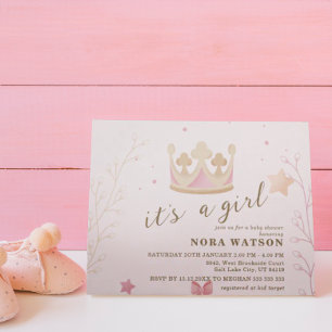 "A Crown For Princess" Pastel Shade Baby Shower  Invitation