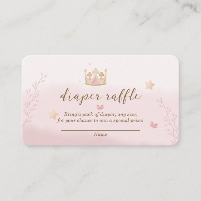 "A Crown For Princess" Pastel Shade Diaper Raffle  Enclosure Card (Front)