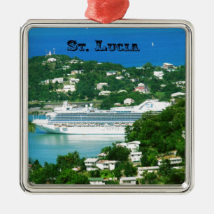 A Cruise Ship docked at St. Lucia Metal Tree Decoration