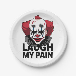 A crying clown face paper plate