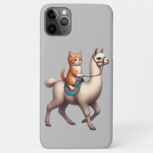 A Cuddly Kitten Riding Fluffy Llama, Cat and Llama Case-Mate iPhone Case