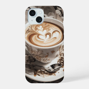 A Cup of Cappuccino with High Angle View iPhone 15 Case