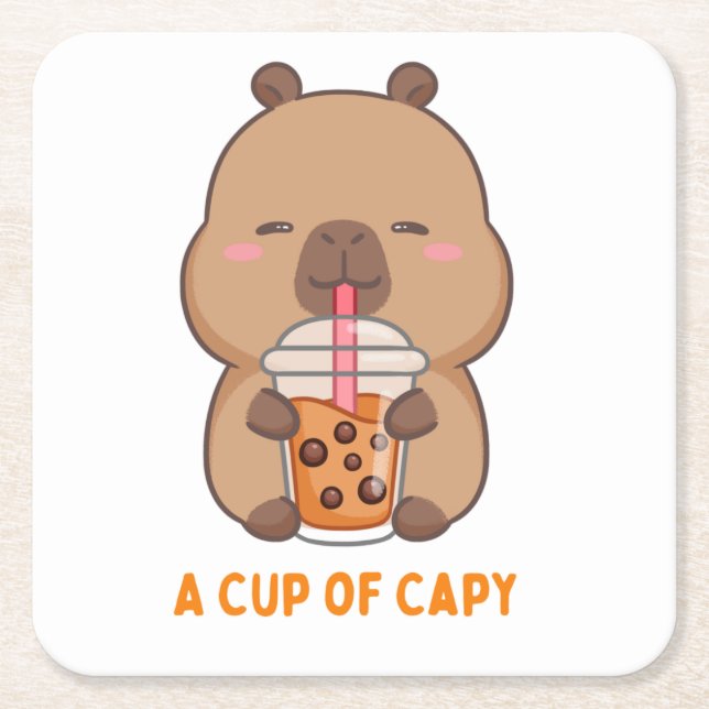 "A Cup Of Capy" Paper Coaster (Front)