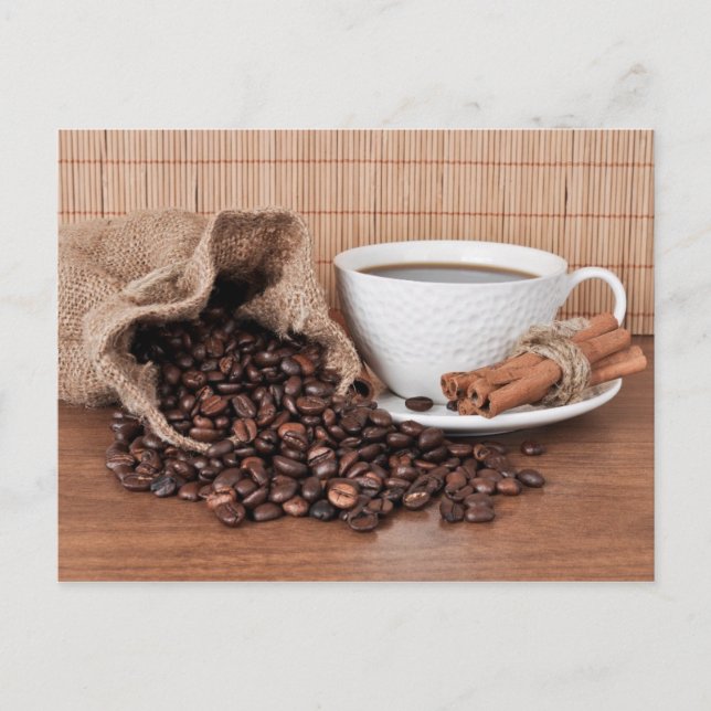 A Cup of Coffee and a Cinnamon Stick Postcard (Front)