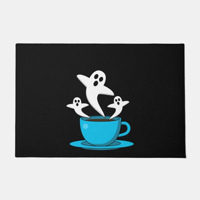 A Cup of Ghost Smoking Coffee Doormat (Front)