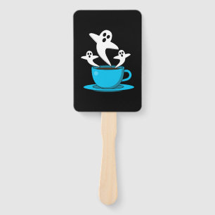 A Cup of Ghost Smoking Coffee Hand Fan