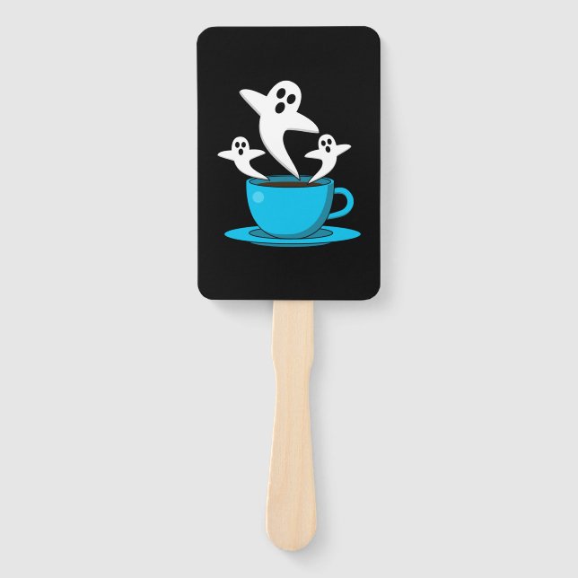 A Cup of Ghost Smoking Coffee Hand Fan (Front)