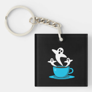 A Cup of Ghost Smoking Coffee Key Ring