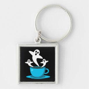 A Cup of Ghost Smoking Coffee Key Ring