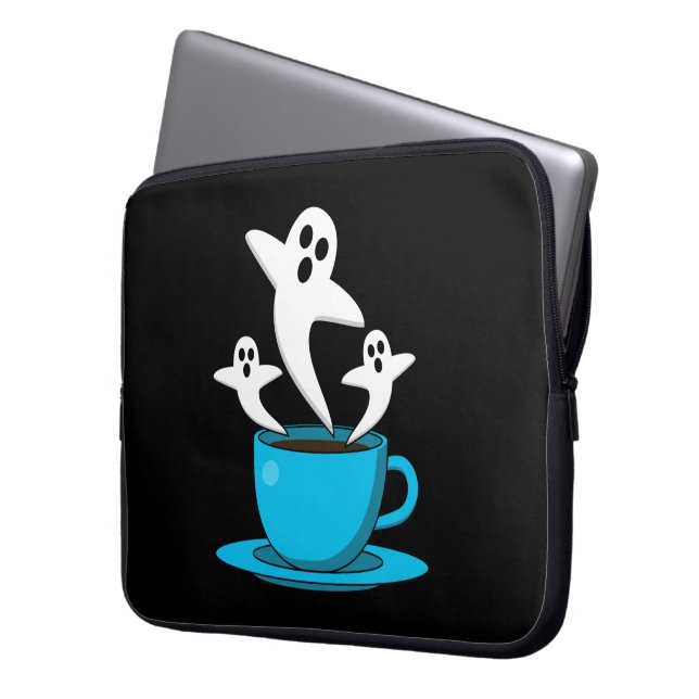 A Cup of Ghost Smoking Coffee Laptop Sleeve (Front Left)