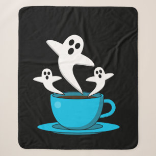 A Cup of Ghost Smoking Coffee Sherpa Blanket
