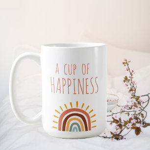 "A cup of happiness", modern boho rainbow mug