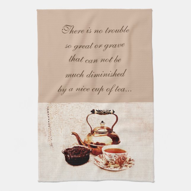A cup of tea and jam with quote towel (Vertical)