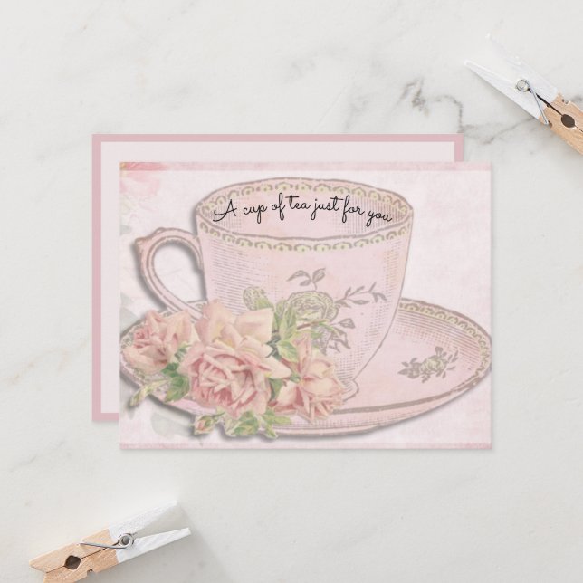 A Cup of Tea for Mother's Day Pink Just for You (Front/Back In Situ)