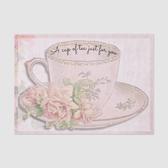 A Cup of Tea for Mother's Day Pink Tissue Paper (Front)