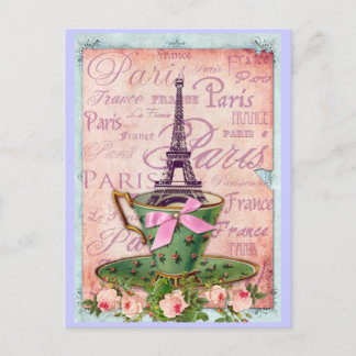 A Cup of Tour Eiffel Postcard