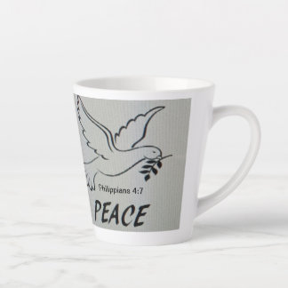 A cup with peace dove and scripture