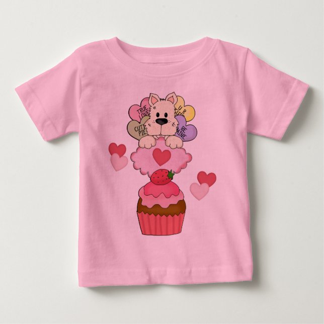 A Cupcake Puppy Valentines Baby T-Shirt (Front)