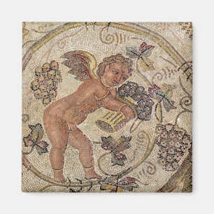 A cupid picking grapes, fragment of pavement magnet