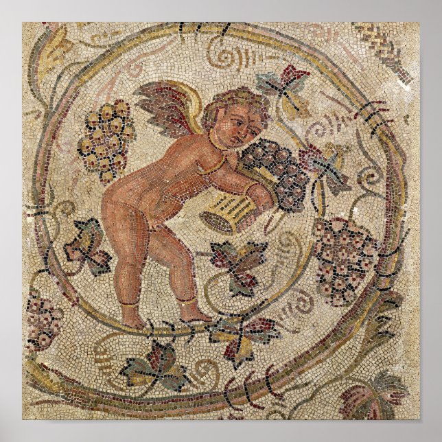 A cupid picking grapes, fragment of pavement poster (Front)
