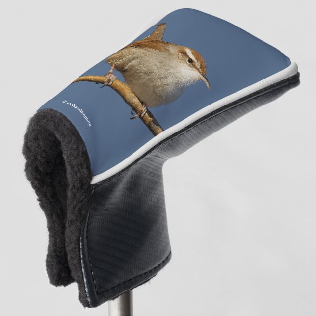 A Curious Bewick's Wren in the Tree Golf Head Cover (3/4 Front)