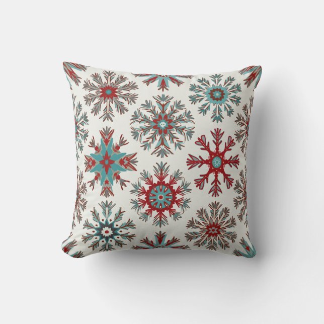 A cushion with a snowflake pattern (Front)