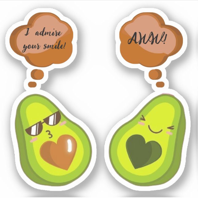 A CUSTOM  CUTE AVOCADO STICKERS  (Front)