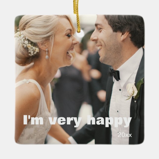 A Customisable 2-sided Elegant Scrolls 2 Photo Ceramic Ornament (Front)