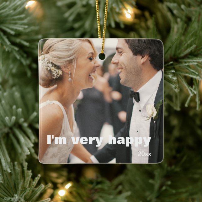 A Customisable 2-sided Elegant Scrolls 2 Photo Ceramic Ornament (Tree)