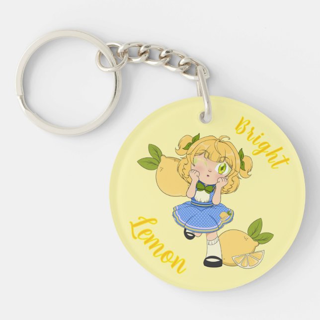 A Customised Key Chain with Cute Lemon Chibi (Front)