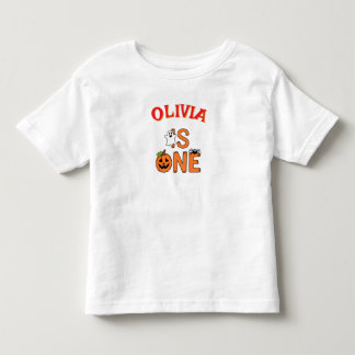 A customised Name Is One Funny Halloween Birthday Toddler T-Shirt