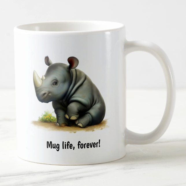 A Cute 3D Painted Rhinoceros Coffee Mug (Creator Uploaded)