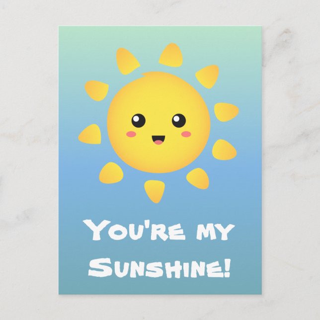 A cute and happy sun that shines brightly around postcard (Front)