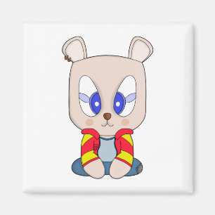 A cute and stylish bear with an ear piercing magnet